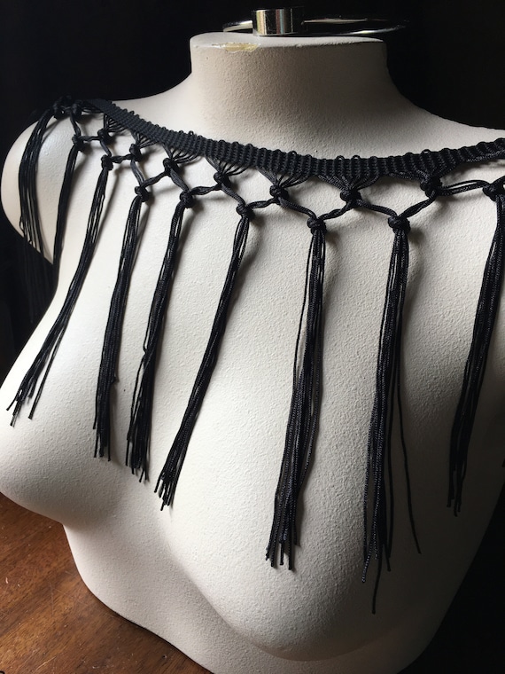 BLACK Fringe Trim in Rayon for Shawls, Costumes, Garments, Lampshades,  Cosplay 6 #2