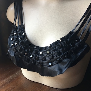 Black Beaded Applique for Costumes, Garments  BLA 525