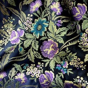 FAT QUARTER - Tessuto broccato NERO per abiti, indumenti, costumi