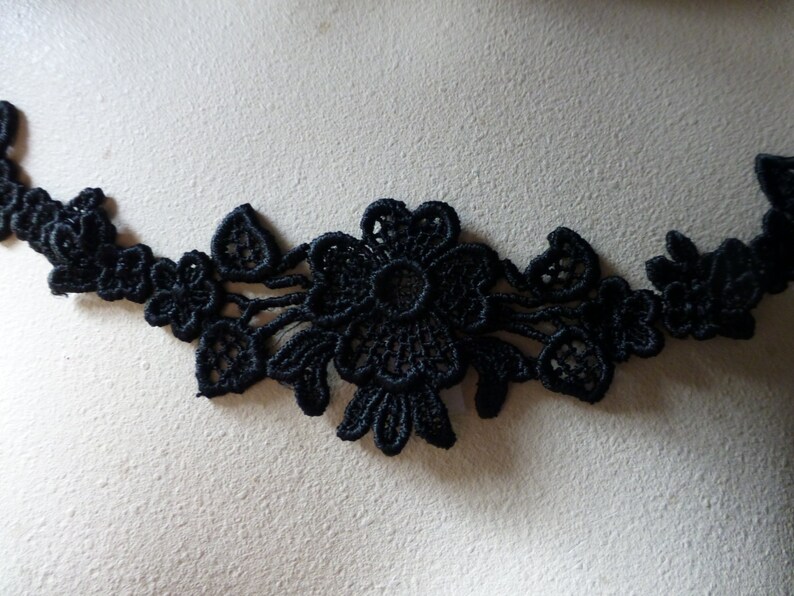 3 Black Lace Flower Appliques for Garments Lace Jewelry Etsy