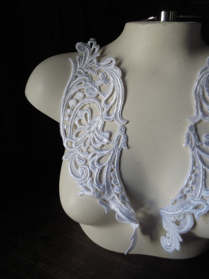 LIGHT Ivory Lace Applique Pair DYEABLE for Lyrical Dance, Ballet, Bridal, Garments, Jewelry Design, Bridal PR 39 image 5