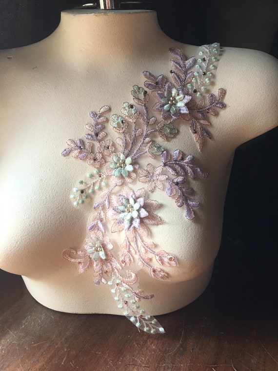 3D Metallic Applique Rose Gold and Blush