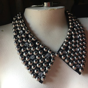 Black Applique Collar Studded RBG Beaded for Necklaces, Garments, Jewelry and Costume Design