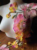 Yellow & Pink Rose Applique: Large Floral Costume Embellishment (SECOND QUALITY) CA 820