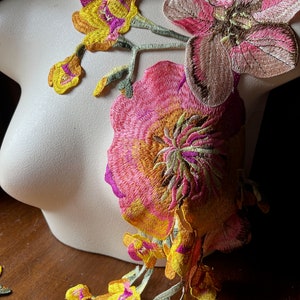 SECONDS - YELLOW, Pink & FUCHSiA Rose Applique Lace Large for Lyrical Dance, Ballet, Skating Costumes, Garments CA 820 ndl