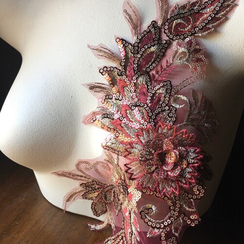 Burgundy Red 3D BEADED Applique Lace for Grad Gowns Lyrical Etsy