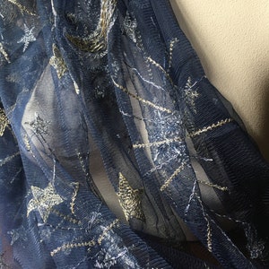 Navy, Gold & Silver Celestial Tulle Netting Veiling for Lyrical Dance, Costumes, Garments, Millinery