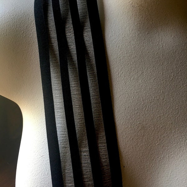 BLACK Elastic 2.25" wide STRIPED for Belts, Waistbands, Costume Design