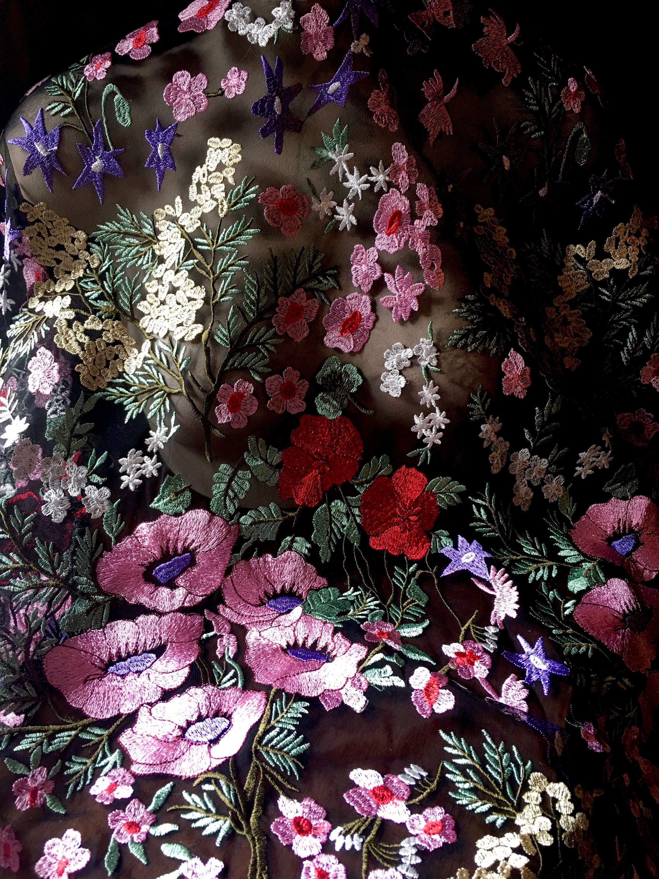 Multicolored Fabric Embroidered NET Fabric for Dresses Gowns Etsy UK