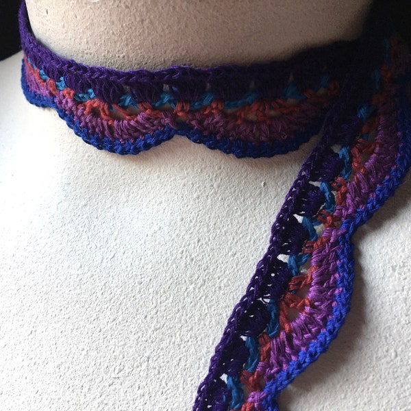 Crochet Trim Purple, Blue, Red, Rose, Teal for Garments, Crafts CL 6035