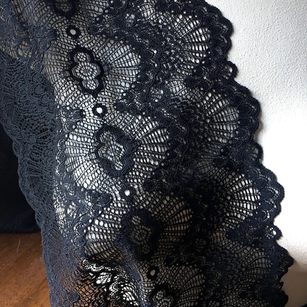 BLACK #6 Stretch Lace for Lingerie, Garments, Table Runners, Costumes STR Black #6