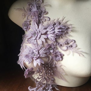 Lilac 3D #1 Applique Beaded for Lyrical Dance, Ballet, Couture Gowns F29-1