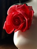 RED Silk Rose Long Stem Flower for Derby,  Bridal, Hats, Corsages, Floral Supply MF