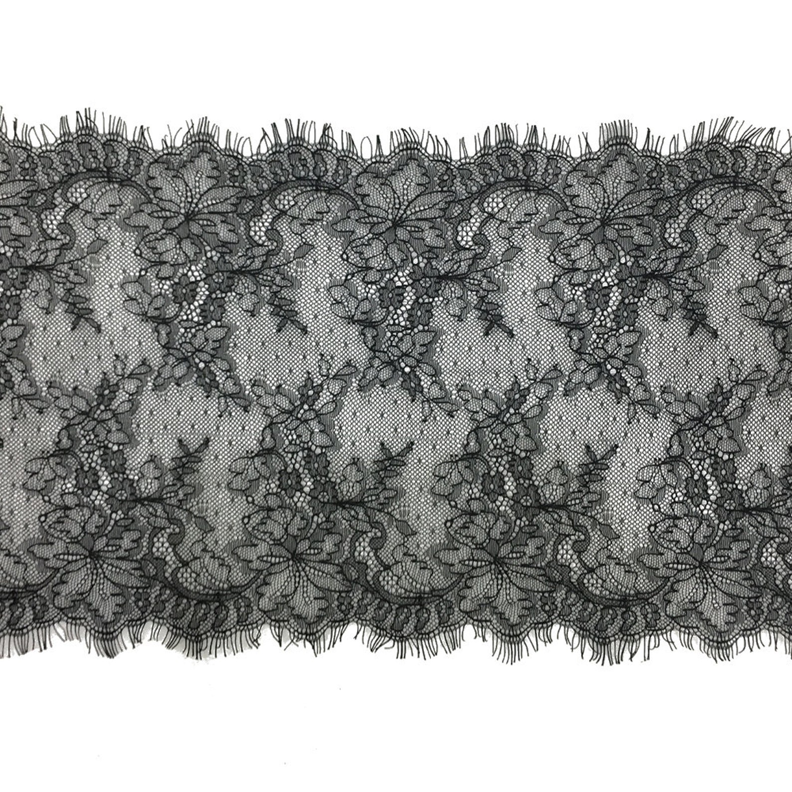 BLACK Leavers Chantilly Lace Eyelash Lace for Masks Veils Etsy