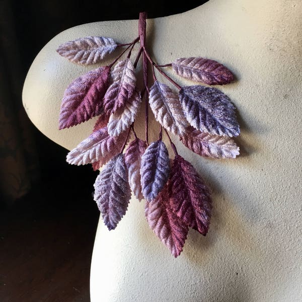 Burgundy Mauve Purple Leaves Velvet Millinery for Hats, Boutonnieres, Costume Design, Millinery Supply ML 160