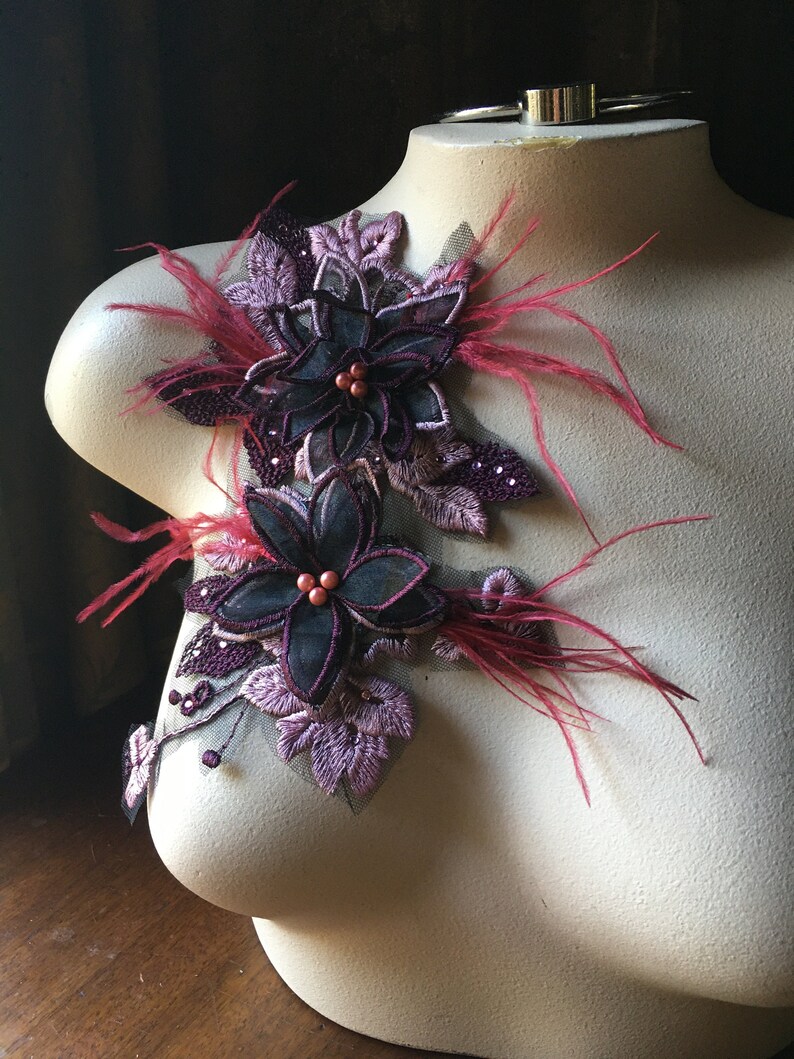 BURGUNDY 3D Applique 2 Beaded for GRAD Lyrical Dance Etsy