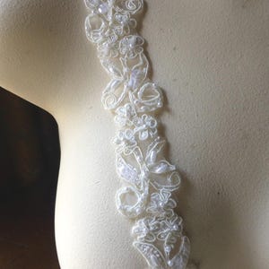 Ivory Beaded Lace Trim for Bridal, Veils,  Headbands, Garters, Costumes BL 4039