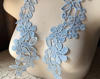 BLUE Applique Lace Pair for Lyrical Dance, Skating, Ballroom Dance Costumes, Sweaters PR 436