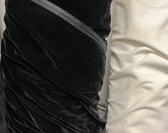 BLACK SILK Velvet Fabric for Garments Ship from USA