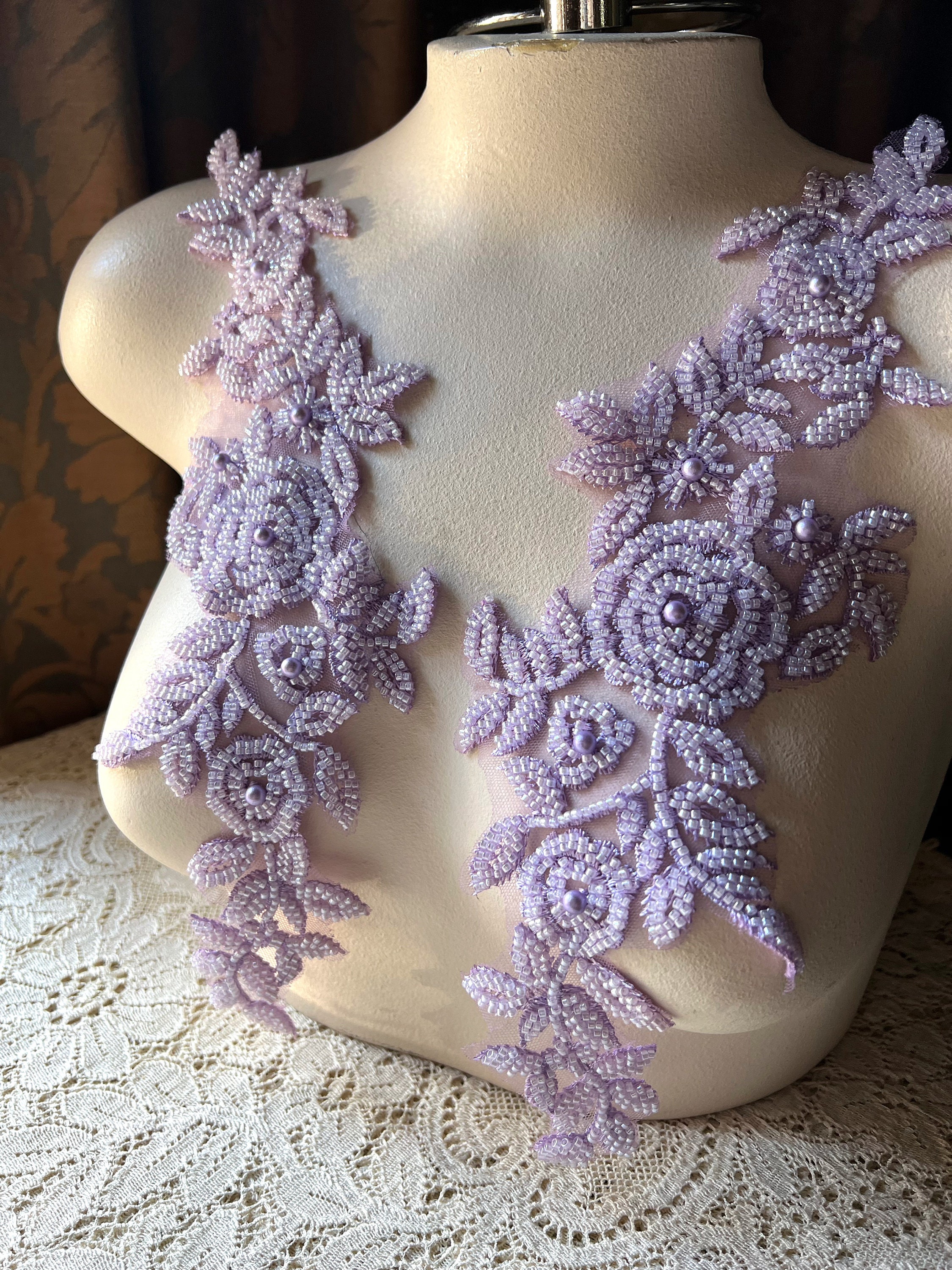 Buy LILAC Applique PAIR Beaded Lace for GRAD Prom Lyrical Dance Online in  India - Etsy