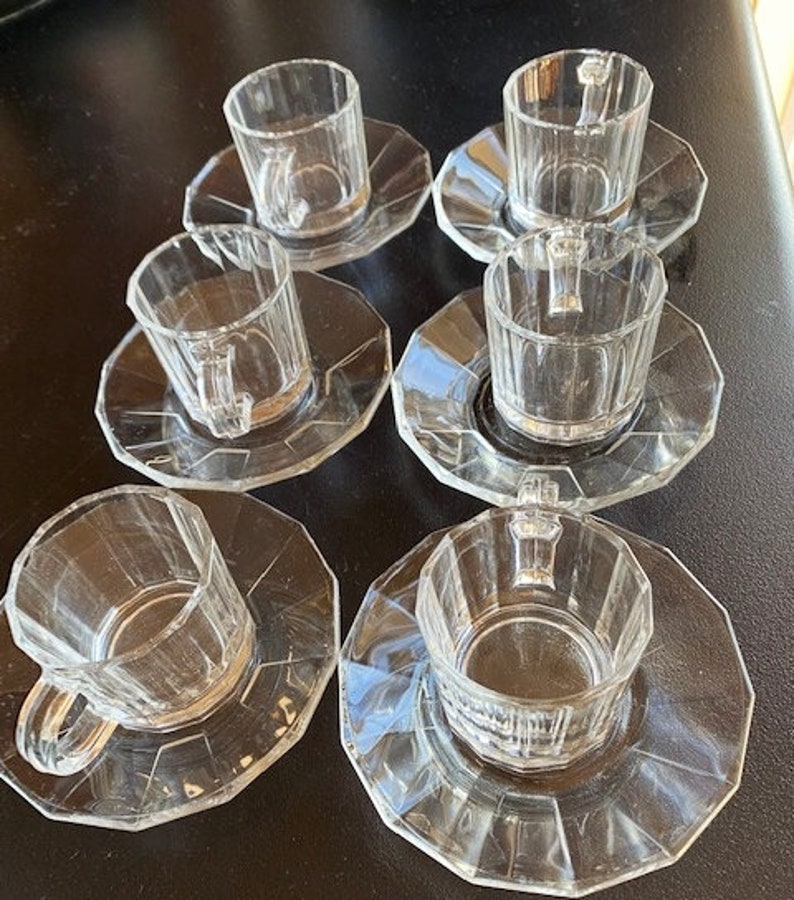 BORMIOLI Italy CLEAR Glass COFFEE Set for Six image 7