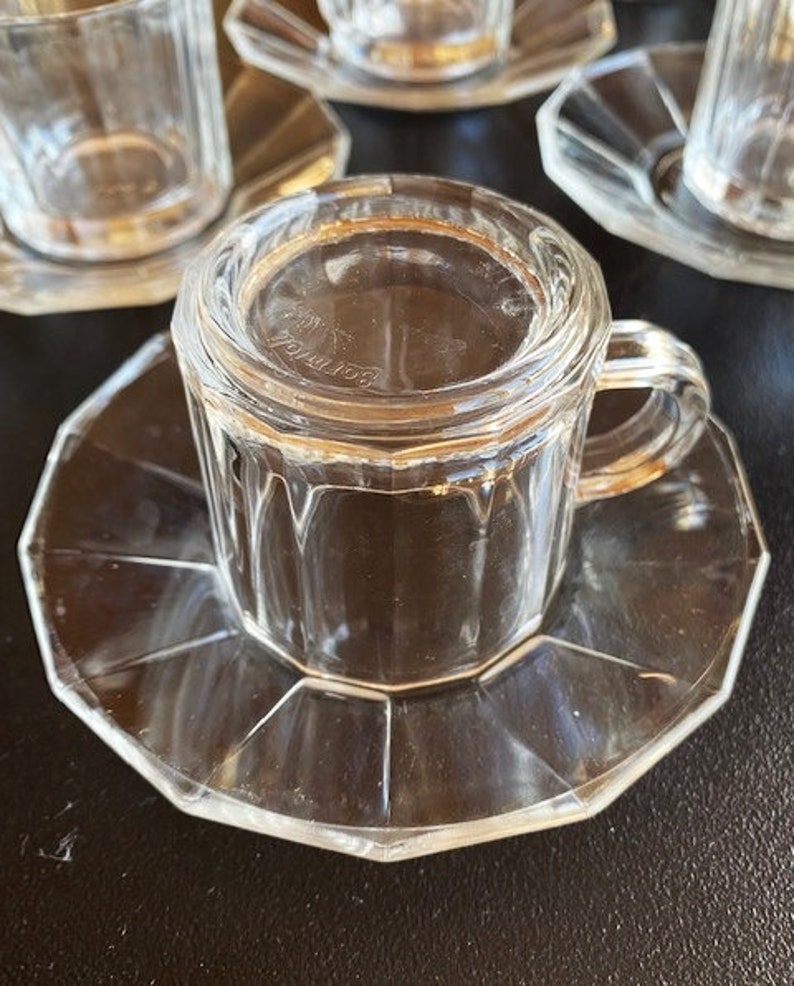 BORMIOLI Italy CLEAR Glass COFFEE Set for Six image 8