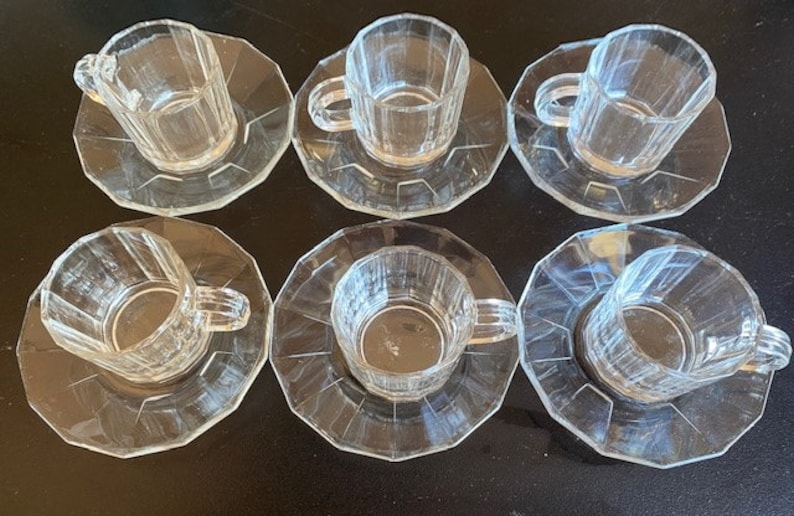 BORMIOLI Italy CLEAR Glass COFFEE Set for Six image 2