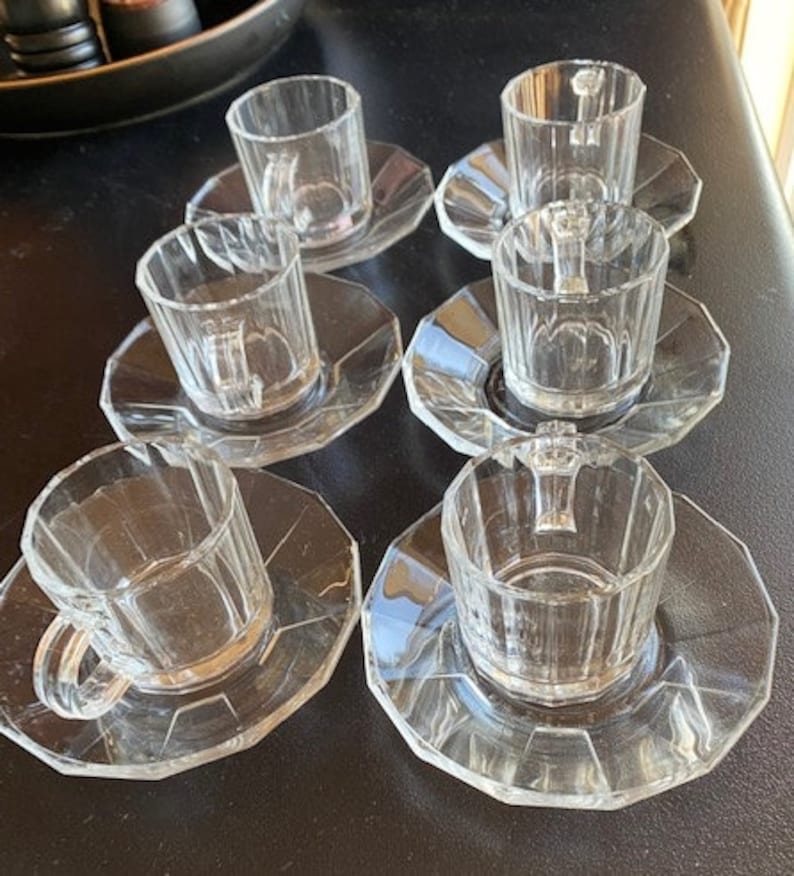 BORMIOLI Italy CLEAR Glass COFFEE Set for Six image 1