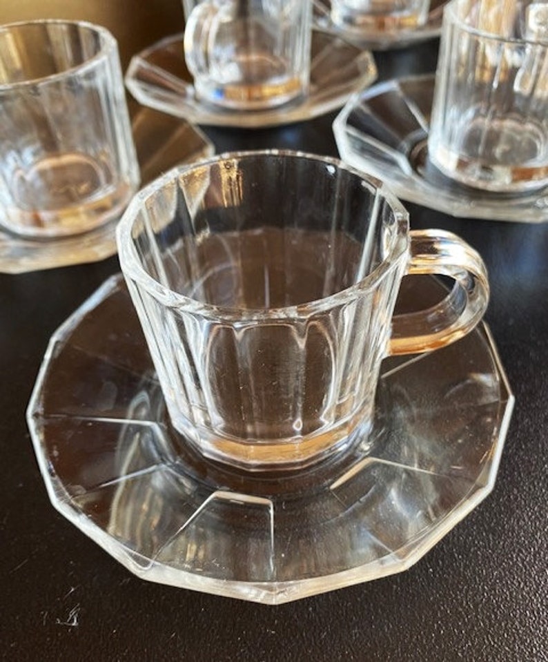 BORMIOLI Italy CLEAR Glass COFFEE Set for Six image 3