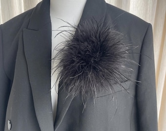 Elegant Black  Feather Brooch Statement Accessory Evening events gift for her