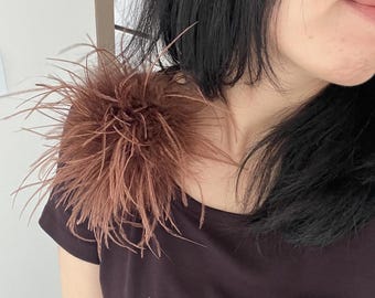 Brown Feather Brooch feather Corsage for daily outfit