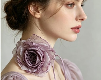 Charming handmade rose choker necklace