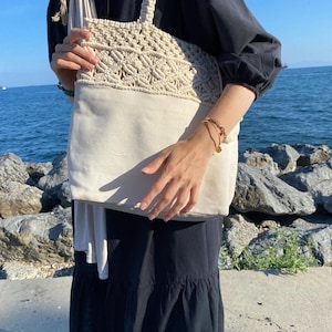 Makramee Stricktasche, Makramee Tasche, Makramee Einkaufstasche, Makramee Schultertasche, Einkaufstasche, Strandtasche, Geschenk für Mama, Geschenk für sie