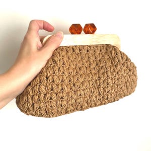 Crochet Bag, Poppins Bag, Granny Square Bag, Wooden Kiss Lock, Vintage Knit Purse, Vintage Knit Purse, Boho Style Bag ,Granny Clutch bag