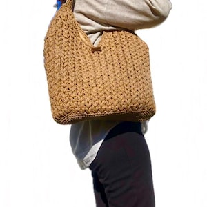 Handmade Crochet Bag Pattern, Shoulder Bag Crochet Pattern,Crochet Tote bag,Tote bag,Crochet Raffia Beach Bag Pattern,Tote Bag Patterns