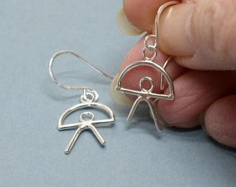 Small Indalo Symbol Silver Earrings on Sterling Silver Hooks, Lightweight Everyday Jewellery