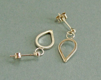 Tiny Teardrop Post Earrings in Sterling Silver, Minimalist Small Drop Earrings