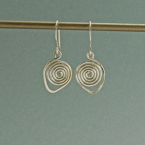 Sterling Silver Spiral Drop Earrings Artisan Crafted Silver image 5