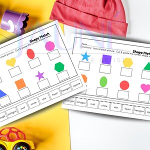 Shapes Match Cut and Paste Activity - Fun Sorting Worksheet for Kids