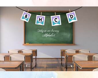 Banderines con letras del alfabeto para el aula