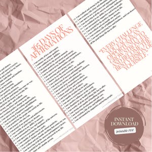 Inspirational Affirmations, Positive Affirmations, Mindfulness, Self-Care and Motivation, Printable and Instant Download, List Of 365