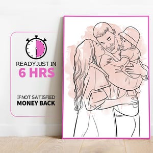 Custom Line Drawing, First Anniversary Gift, portrait from photo, gift for boyfriend, Unique Husband Gift, Lesbian Gift, Gift for Him