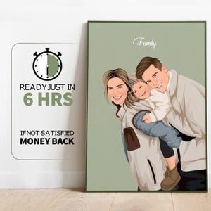 Benutzerdefinierte Familienporträt vom Foto, Familienporträt-Illustration, digitaler Porträtdruck, gesichtsloses Porträt-kundenspezifisches, personalisiertes Geschenk