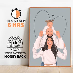 Personalized Family Portrait, Custom Portrait, Anniversary Photo Print, Portrait Gift for Family, Faceless Portrait, Hand-drawn Unique Gift