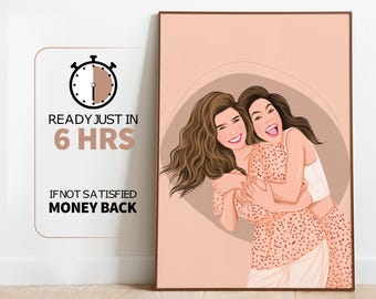 Best Friend Portrait, Faceless Portrait, Custom Illustration, Portrait From Photo, Custom Portrait, Birthday Gift, Gift For Friend