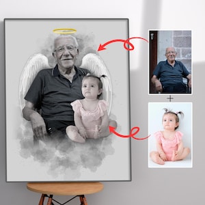 Add Deceased Person to Photo - Merge Combine Photos - Add Passed Away Loved One to Picture - Memorial Gift for Mom Dad Family- Angel Wings