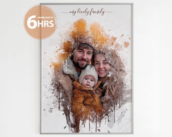 Personalized Watercolor Family Portrait from Photo (Digital Download)