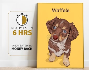 Custom Pet Portrait in Oil Painting Style, PRINTABLE Pet Memorial Gift, Digital Watercolor Painting Wall Art from Photo, Dog Lover Gift