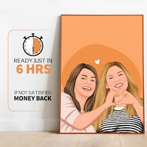 Best Friend Portrait, Custom Portrait, Best Friend Birthday Gift, Faceless Portrait Print, Birthday Gift For Her, Personalized Portrait
