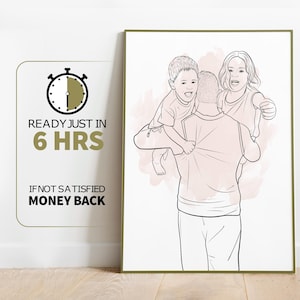 Custom Line Art, Gift for Father, Family Portrait Illustration, Portrait From Photo, Personalised Portrait, Fathers Day Gift